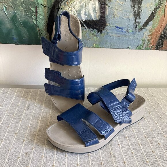 Vionic Roma Wedge Sandals Women's Blue sz 9 - Picture 1 of 10